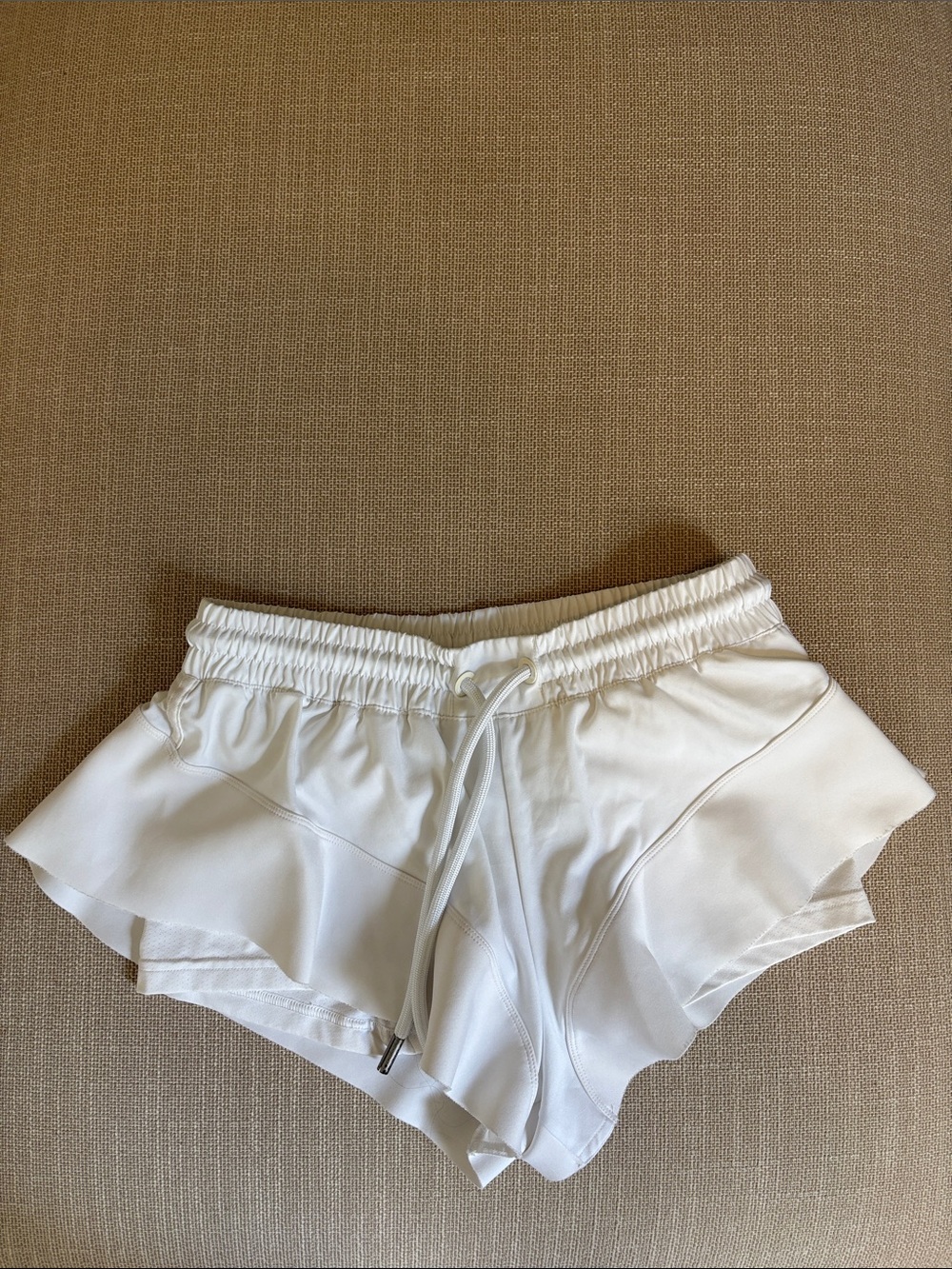 adidas White Women's Ruffle Hem Athletic Shorts